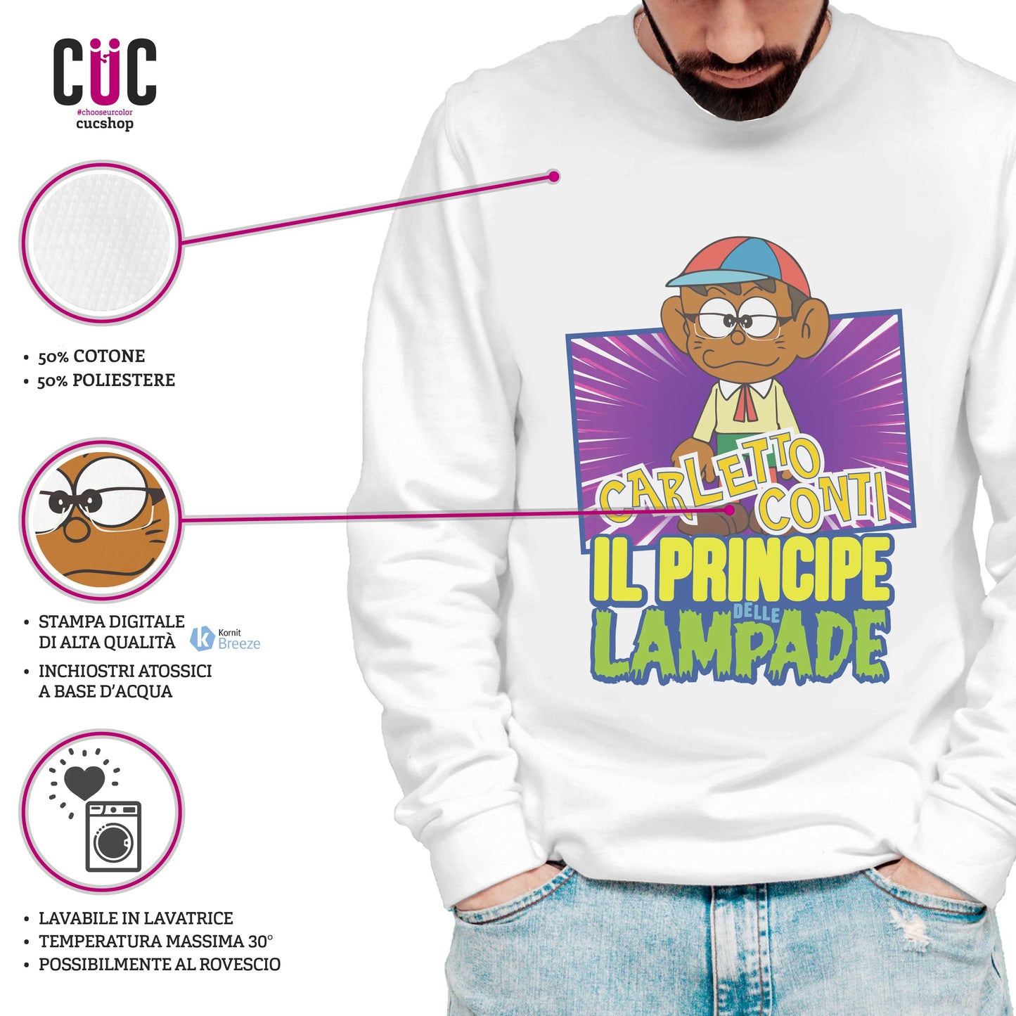 CUC GIROCOLLO CARLETTO CONTI - Unisex - PERSONAGGI FAMOSI - Divertente - Anime - #chooseurcolor