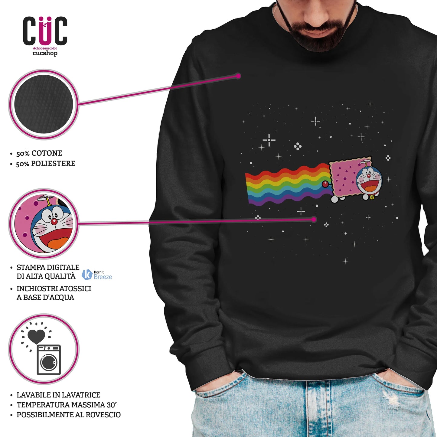 CUC GIROCOLLO Nyan Doraemon - Unisex - ANIME MANGA - Divertente - Gif - #chooseurcolor