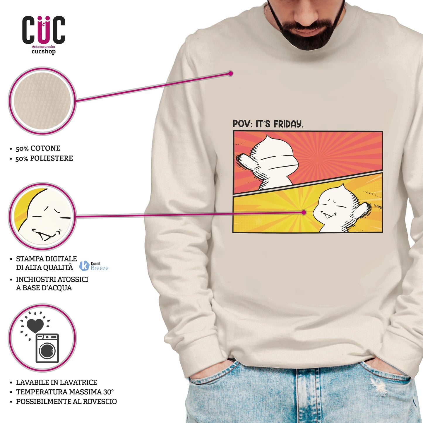 CUC GIROCOLLO PUCK FRIDAY - Unisex - ANIME MANGA - Berserk - Meme - Divertente - #chooseurcolor