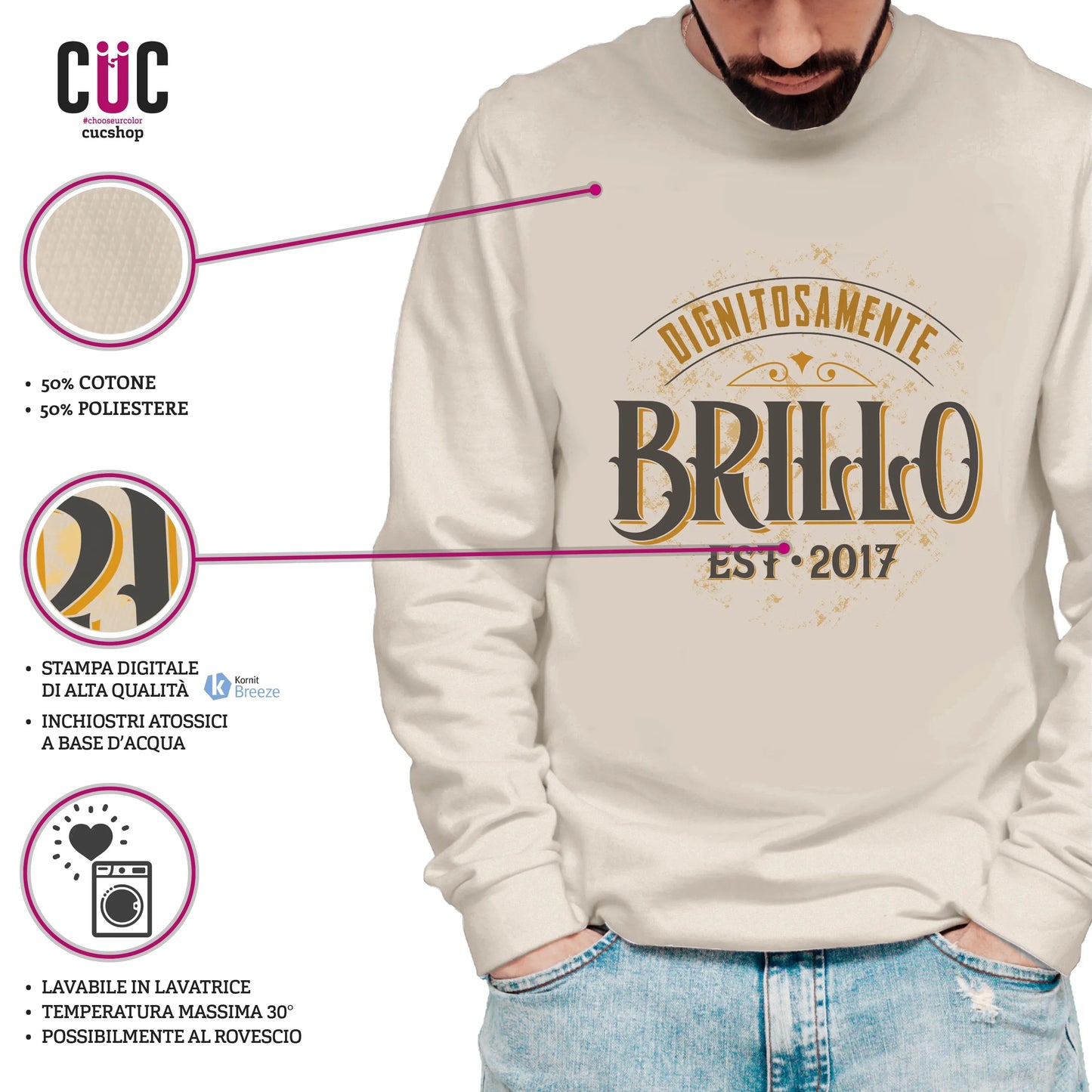 CUC GIROCOLLO Dignitosamente Brillo - Unisex - PERSONAGGI FAMOSI - Meme - #chooseurcolor