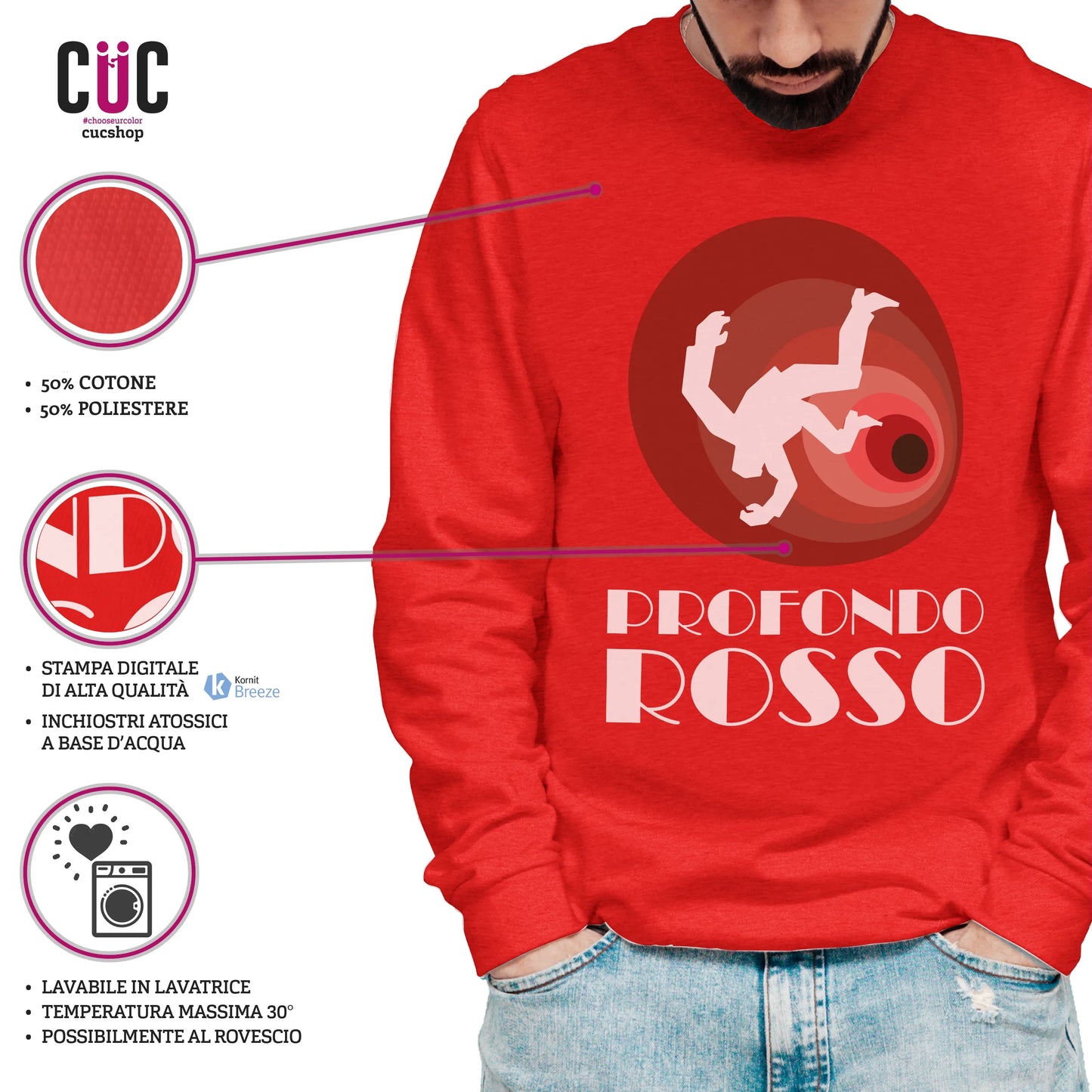 CUC GIROCOLLO Profondo Rosso - Unisex - FILM - Cult - Cinema Italiano - #chooseurcolor