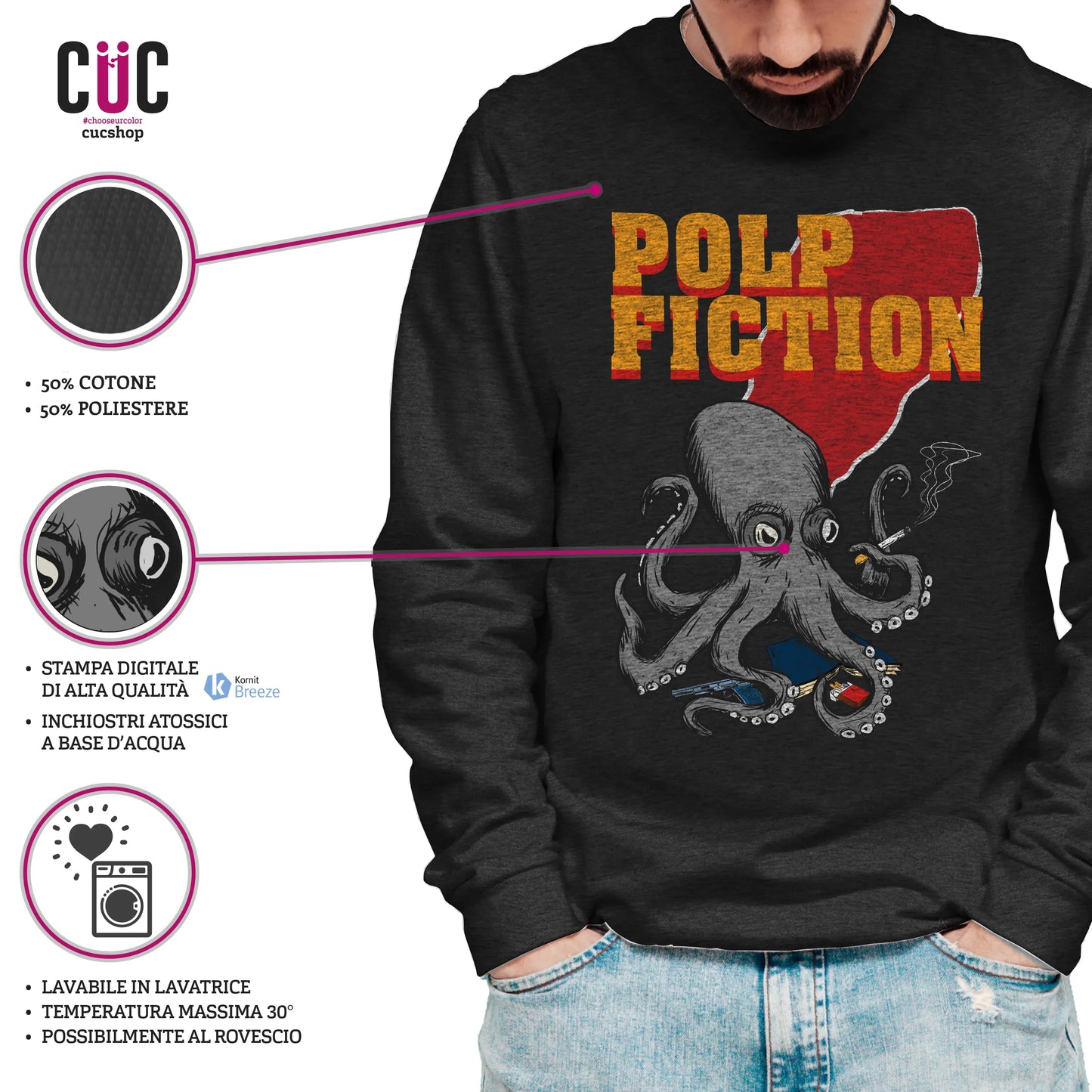 CUC GIROCOLLO Polp Fiction - Unisex - FILM - Cult - Divertente - Tarantino - #chooseurcolor