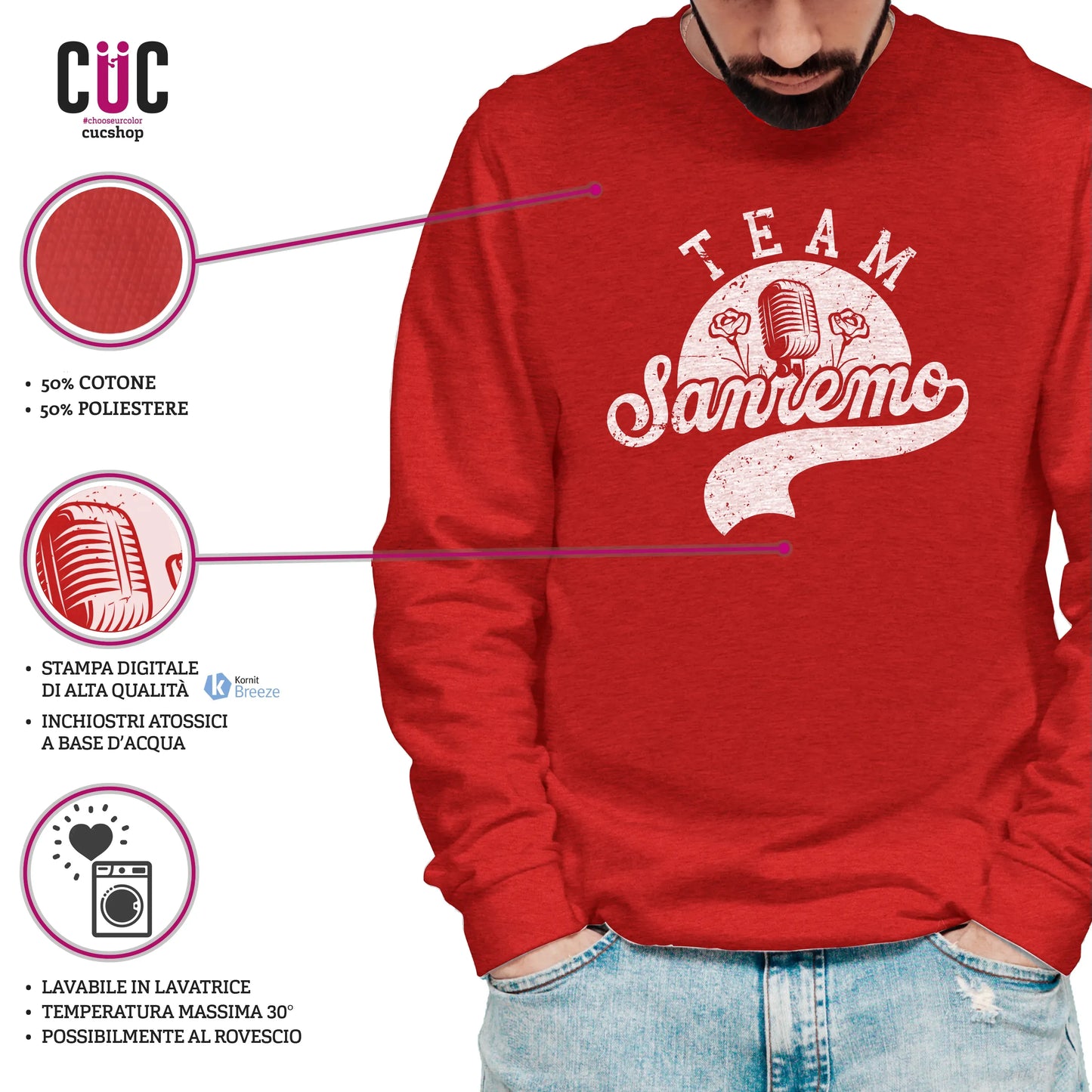 CUC GIROCOLLO Team Sanremo - Unisex - Musica - Festival delle canzone - TV - Divertente - #chooseurcolor