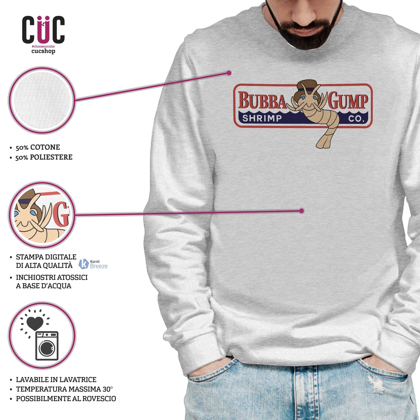 CUC GIROCOLLO BUBBA GUMP GAMBERI - Unisex - FILM - Shrimp - Forrest - Cult - #chooseurcolor