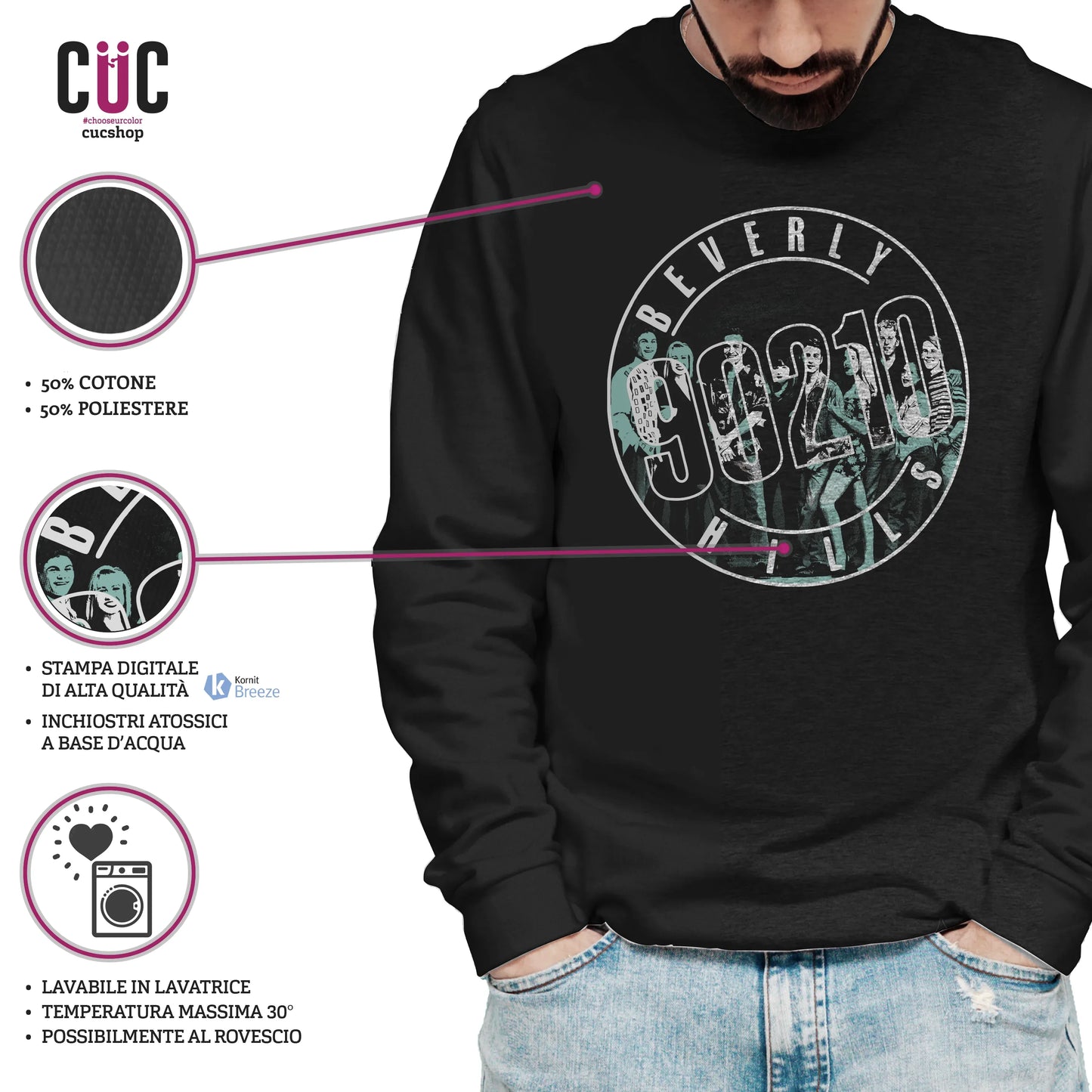CUC GIROCOLLO Beverly Hills 90210 Retro Pop 90 - Unisex - SERIE TV #chooseurcolor