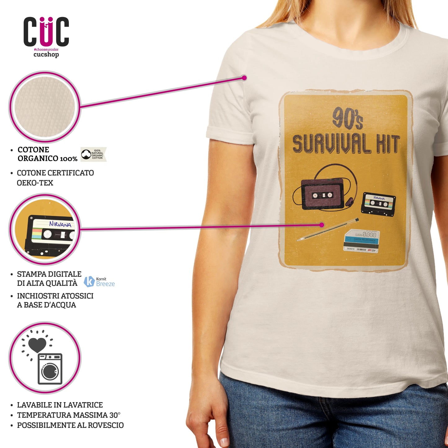 CUC T-SHIRT 90s SURVIVAL KIT - Retro - Vintage - Anni 90 - #chooseurcolor
