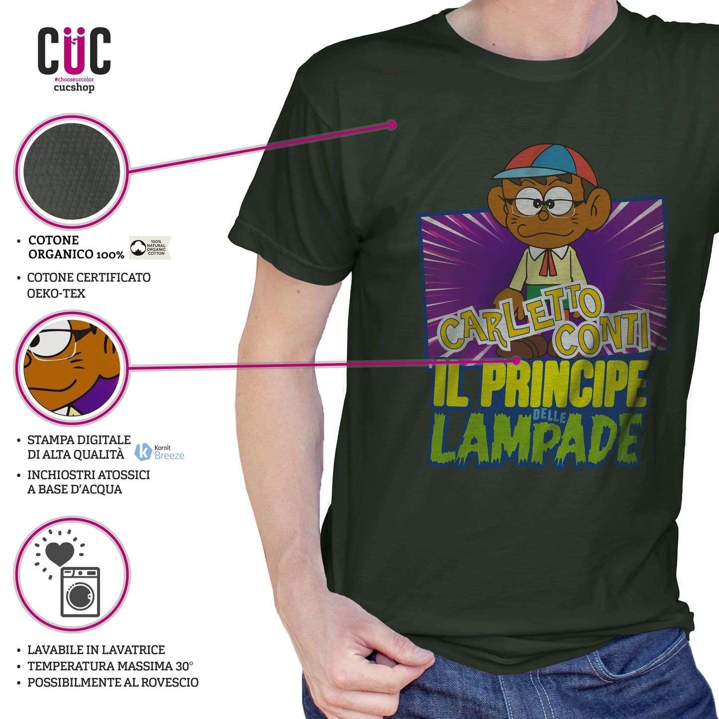 CUC T-SHIRT CARLETTO CONTI - PERSONAGGI FAMOSI - Divertente - Anime - #chooseurcolor