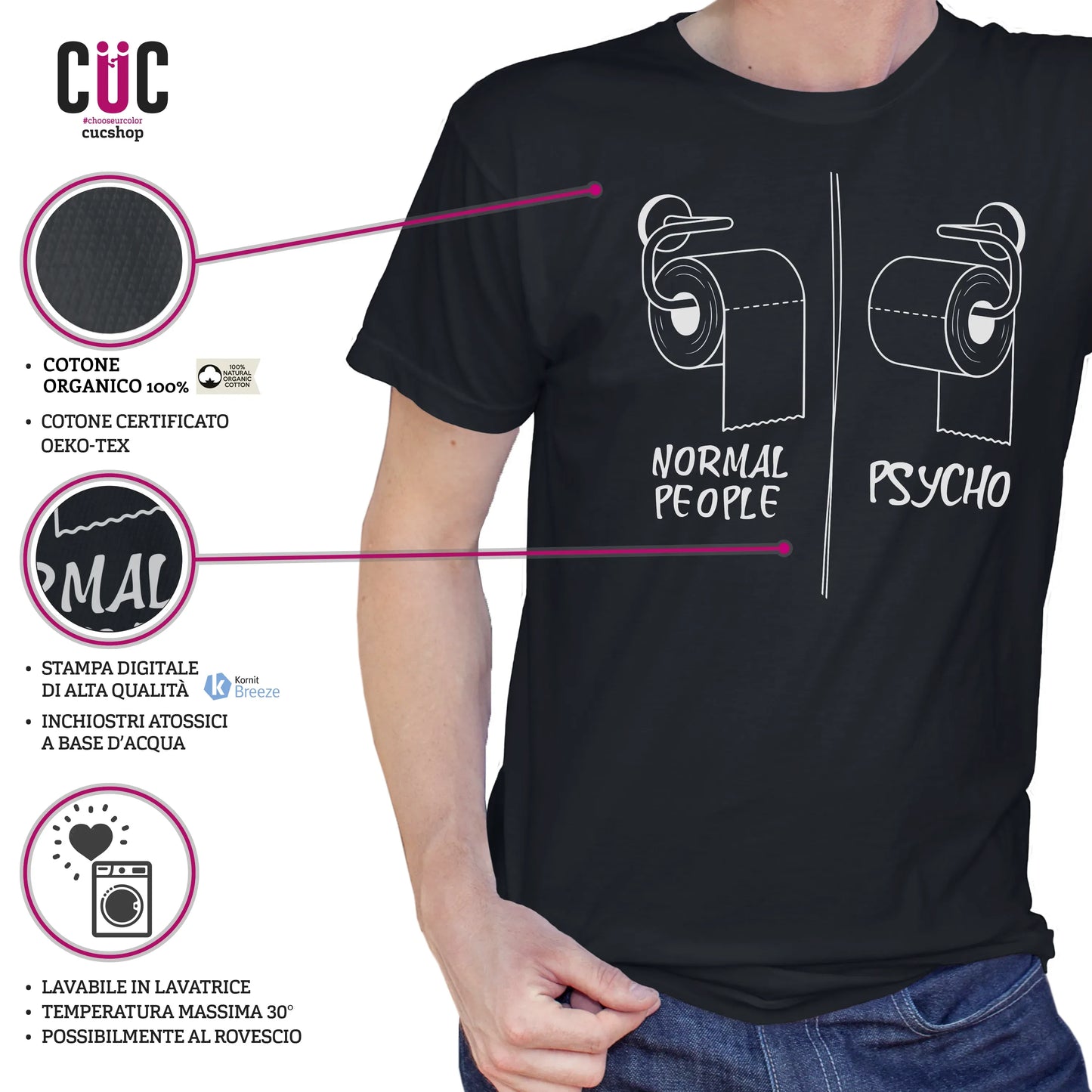 CUC T-SHIRT BATHROOM PSYCH TEST - Divertente - Verità - #chooseurcolor