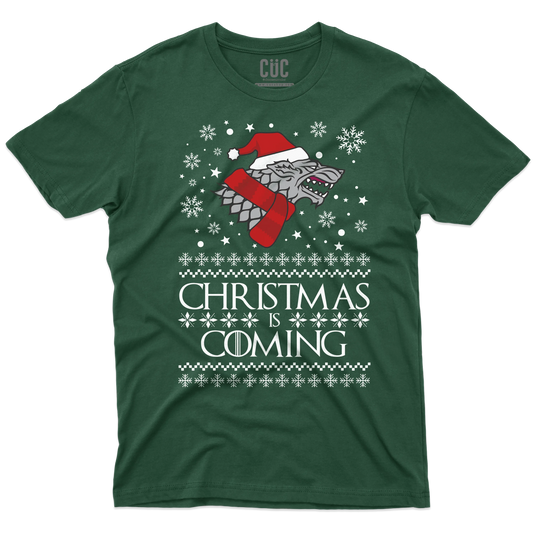 CUC T-SHIRT Christmas is Coming - NATALE - SERIE TV - Divertente - Stark - GOT - #chooseurcolor