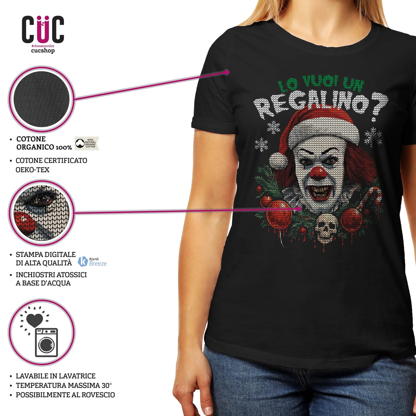 CUC T-SHIRT Lo vuoi un regalino? - NATALE - FILM - Divertente - King - IT - Maglione - #chooseurcolor