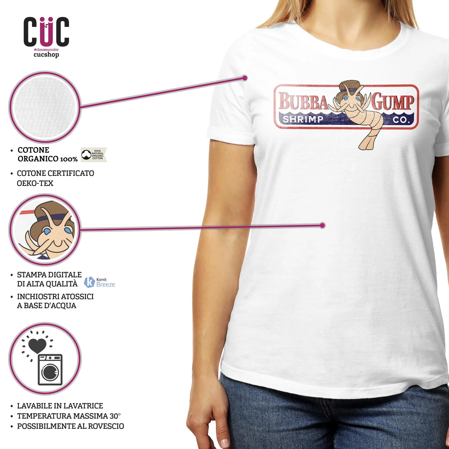 CUC T-SHIRT BUBBA GUMP GAMBERI - FILM - Shrimp - Forrest - Cult - #chooseurcolor