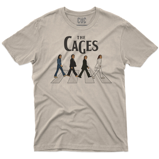 CUC T-SHIRT THE CAGES - FILM - MUSICA - PERSONAGGI FAMOSI - Divertente - Nicolas Cage - Beatles - Abbey Road - #chooseurcolor
