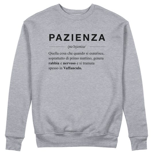 FELPA GIROCOLLO PAZIENZA descrizione dizionario simpatica e vera #chooseurcolor