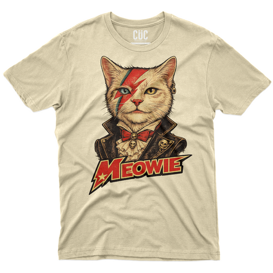 T-SHIRT DAVID MEOWIE ziggy star cat gatto rock Sabbia #chooseurcolor
