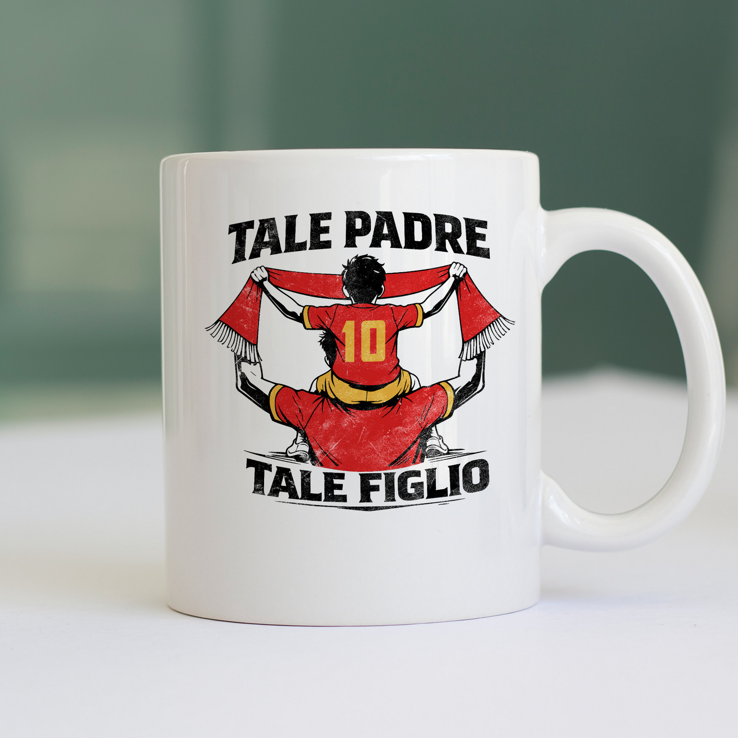 Tazza Festa del Papà padre Tifoso come il figlio GIALLO ROSSO Bianca #chooseurcolor