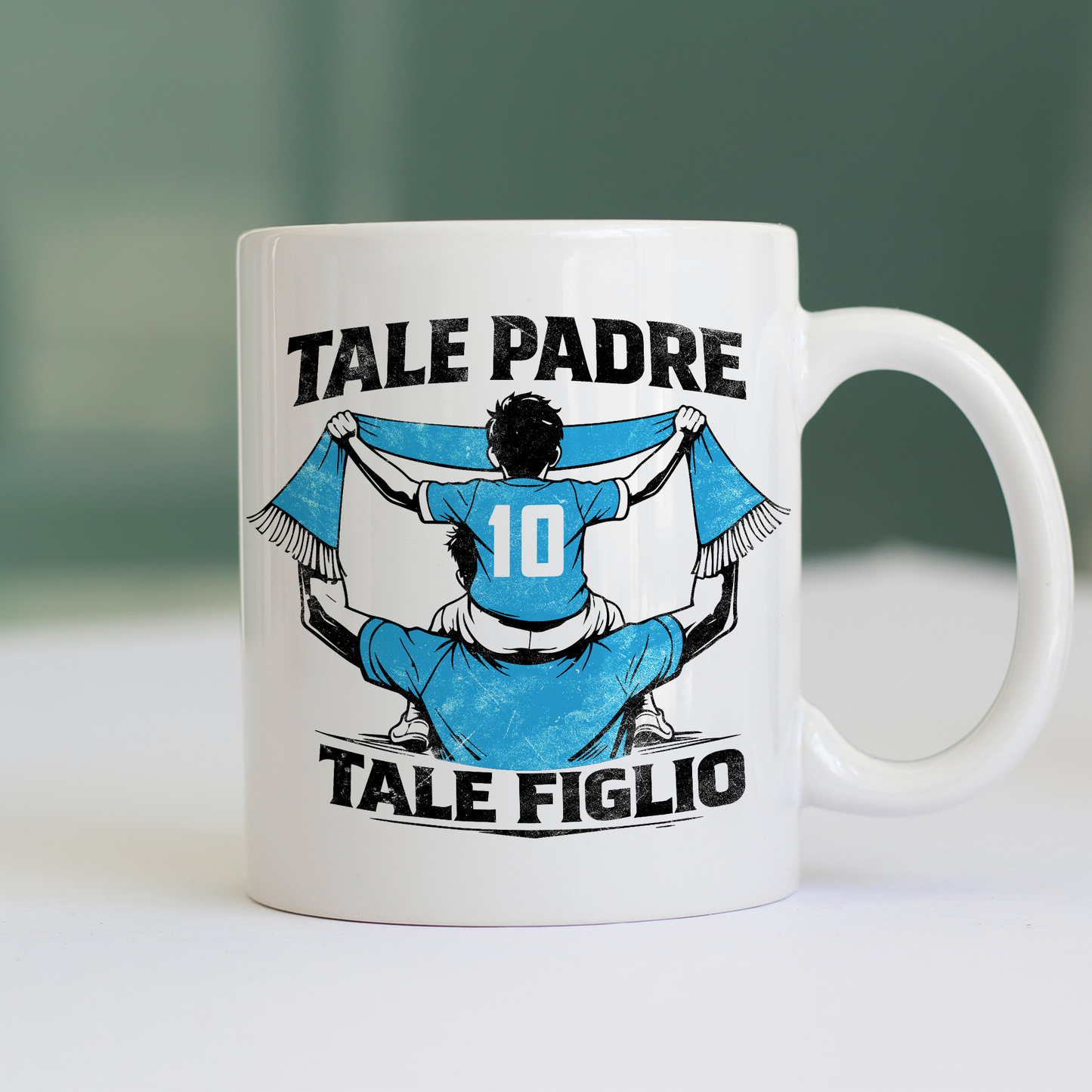 Tazza Festa del Papà padre Tifoso come il figlio CELESTE napoli Bianca #chooseurcolor