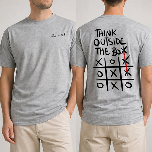 T-SHIRT Think outside the BOX - Grigia Fronte e Retro #chooseurcolor