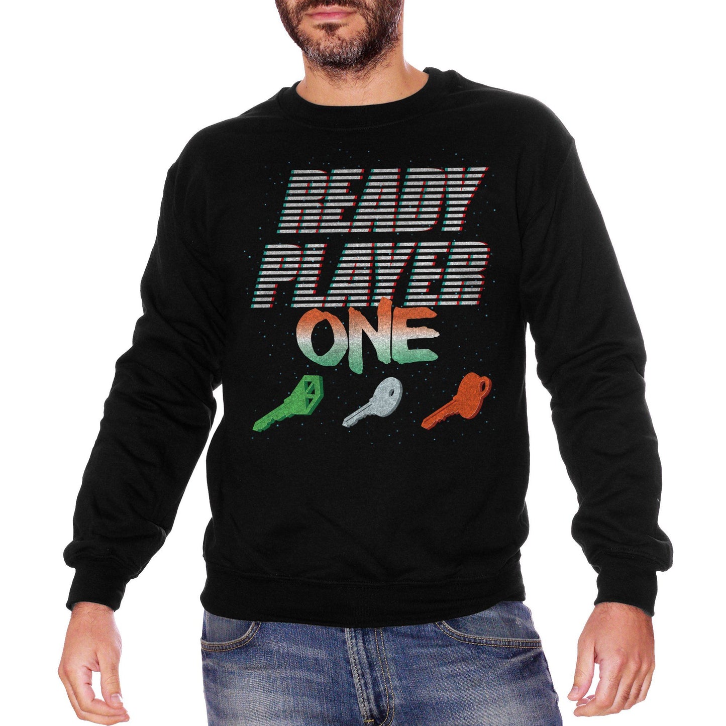 Black Felpa Girocollo Ready-Player-One-Keys-3D - FILM CucShop