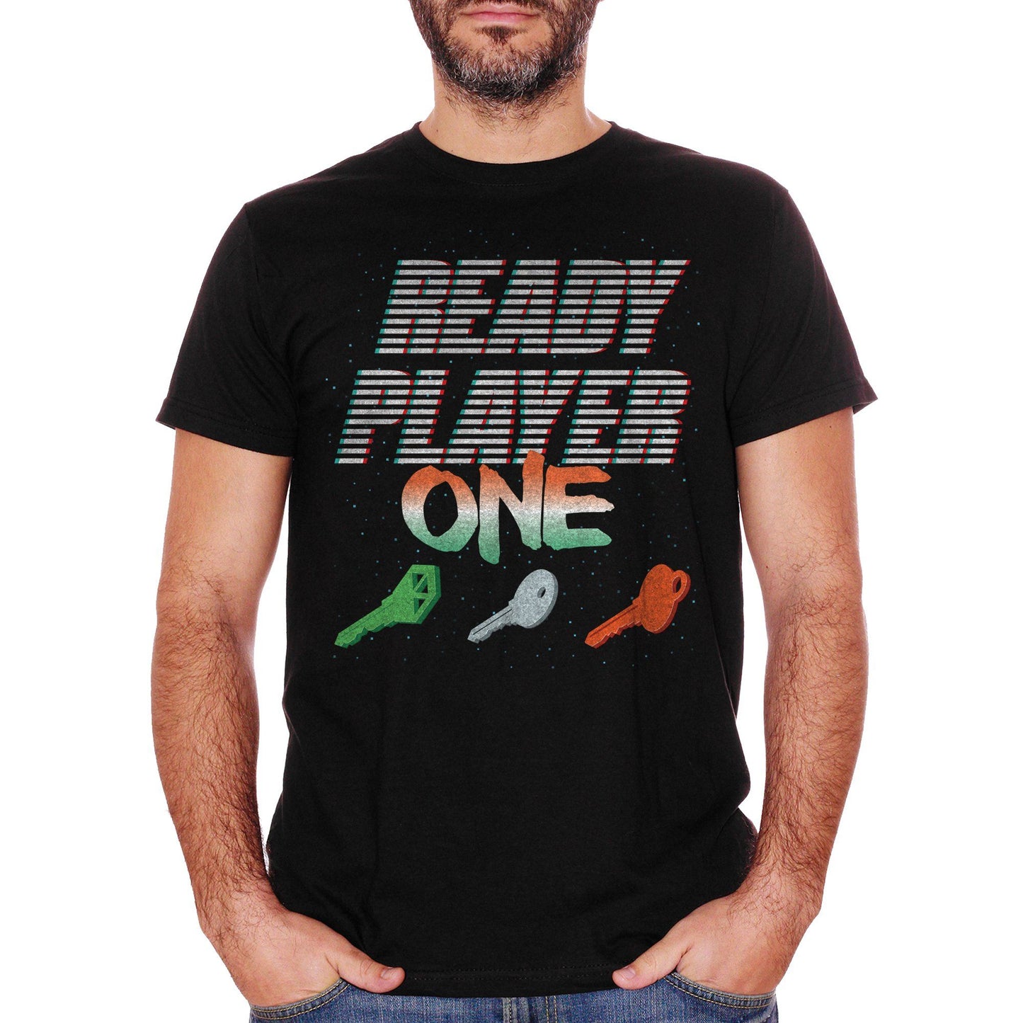 White T-Shirt Ready-Player-One-Keys-3D - FILM CucShop