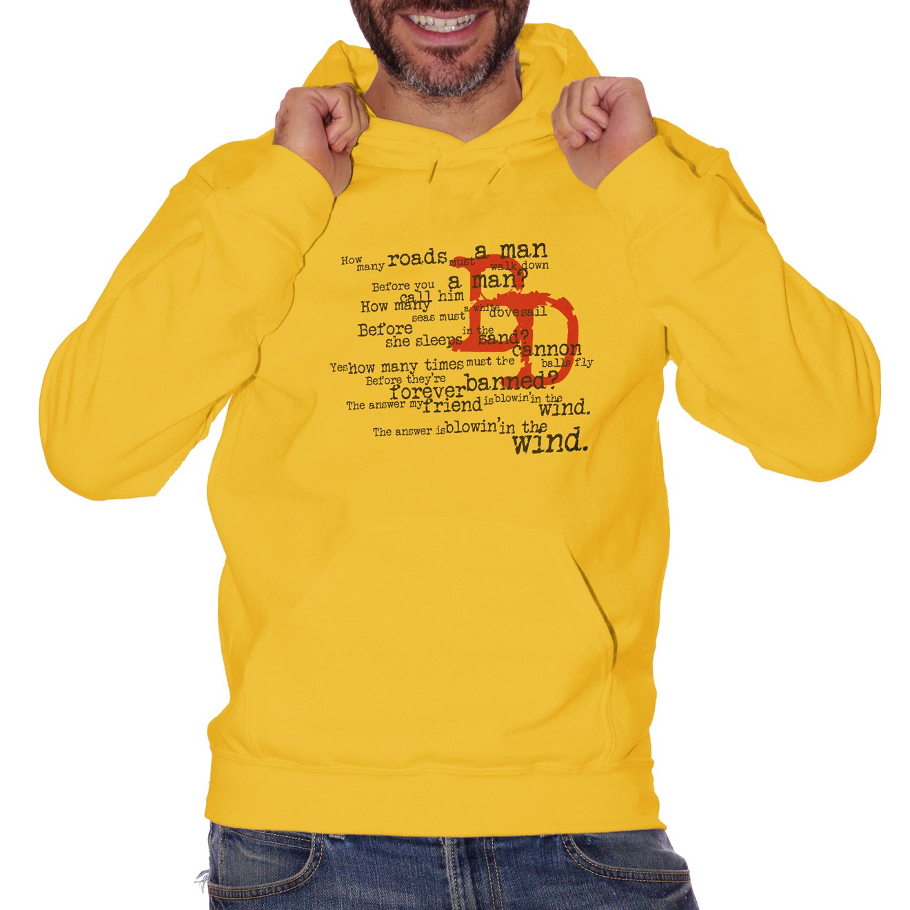 Goldenrod Felpa Cappuccio Bob Dylan quotes - MUSIC Choose ur color CucShop