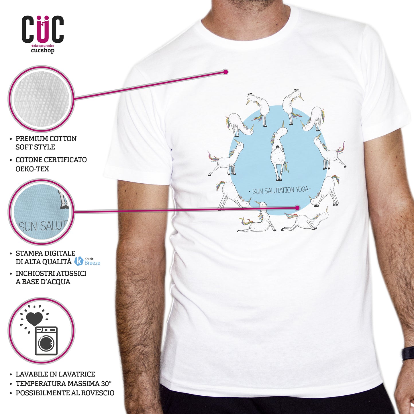 T-Shirt Saluto al sole Unicorni - maglietta divertente Yoga - Sport - #chooseurcolor - CUC chooseurcolor