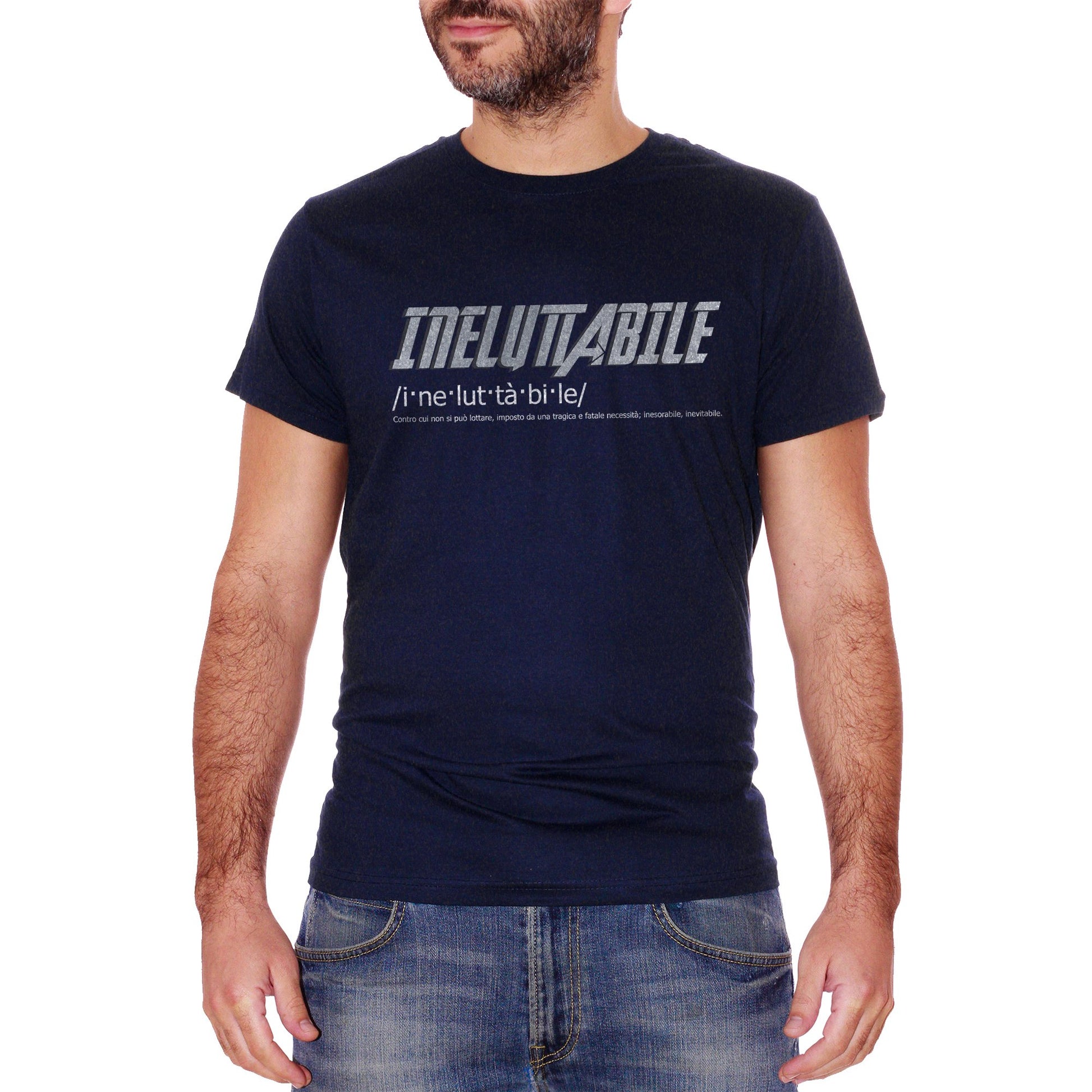 Black T-Shirt  Ineluttabile | Significato Della Parola Detta Da Thanos Nel Film Dei Vendicatori Endgame | Fumetti Comics - FILM CucShop