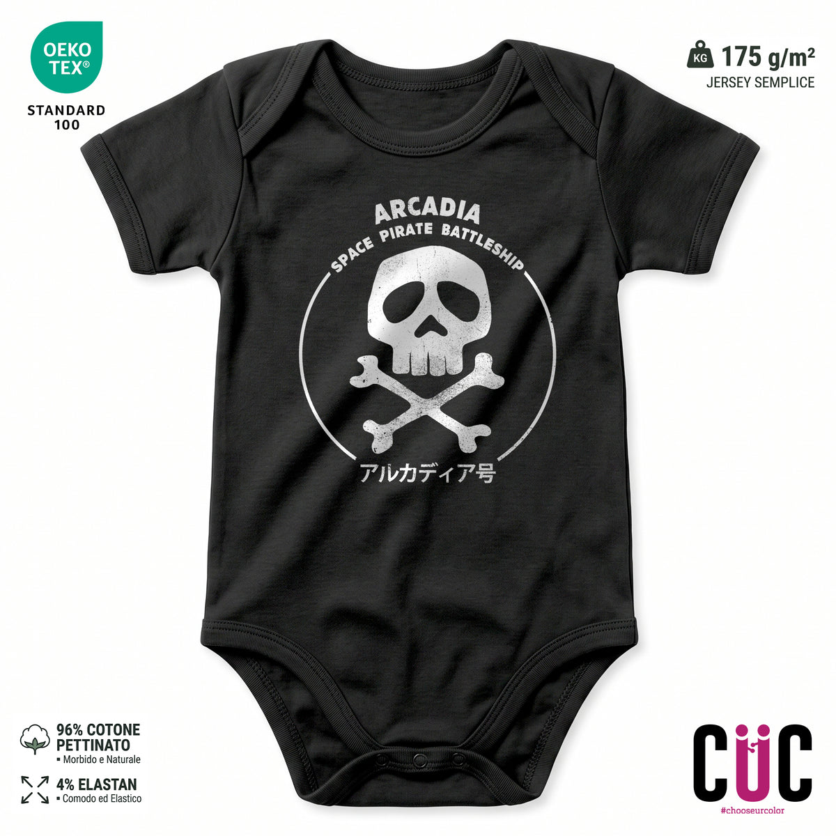 BODY BAMBINO CAPITAN HARLOCK SKULL Nera M [IMGKEY:BLA:M:1]