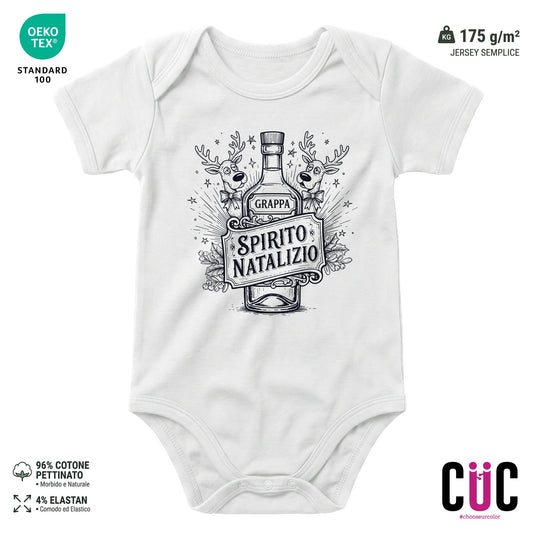 BODY BAMBINO CUC BODY BAMBINI SPIRITO NATALIZIO GRAPPA NATALE DIVERTENTE Bianca M [IMGKEY:WHI:M:1]