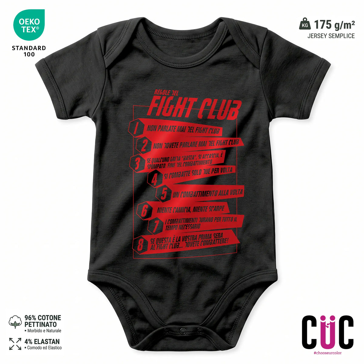 BODY BAMBINO CUC BODY BAMBINI REGOLE DEL FIGHT CLUB FILM CULT Nera M [IMGKEY:BLA:M:1]