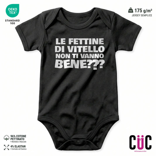 BODY BAMBINO CUC BODY BAMBINI LE FETTINE DI VITELLO PERSONAGGI FAMOSI MEME DIVERTENTE Nera M [IMGKEY:BLA:M:1]