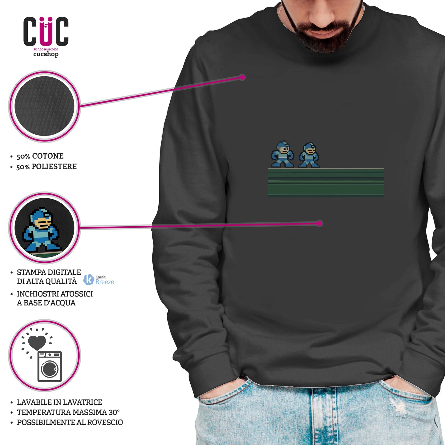 CUC GIROCOLLO MEGAMAN ROCKMAN -  Unisex - RETRO GAME #chooseurcolor