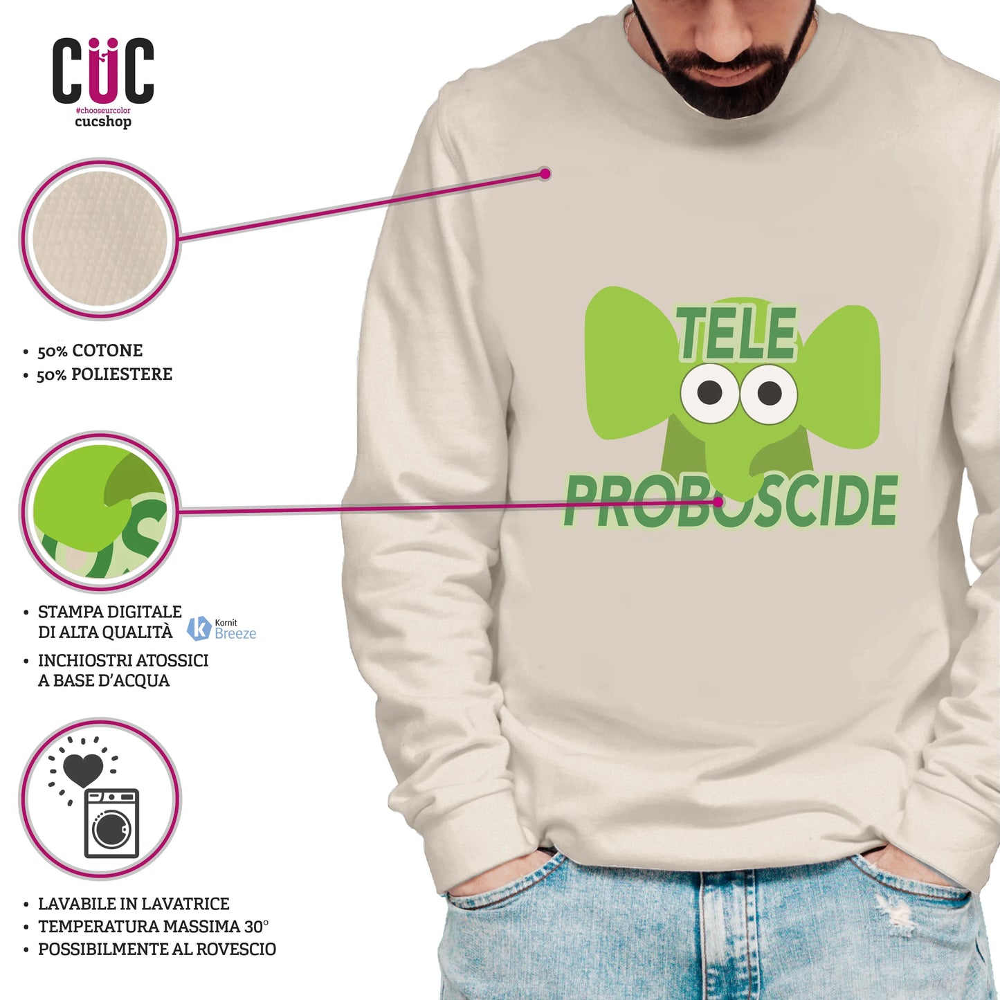 CUC GIROCOLLO TELEPROBOSCIDE -  Unisex - PERSONAGGI FAMOSI - OTTAVO NANO -  #chooseurcolor