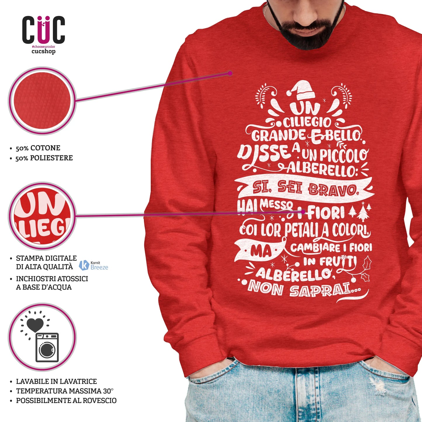 CUC GIROCOLLO Poesia Natalizia Mariangela -  Unisex - FILM Fantozzi - Cult -  #chooseurcolor