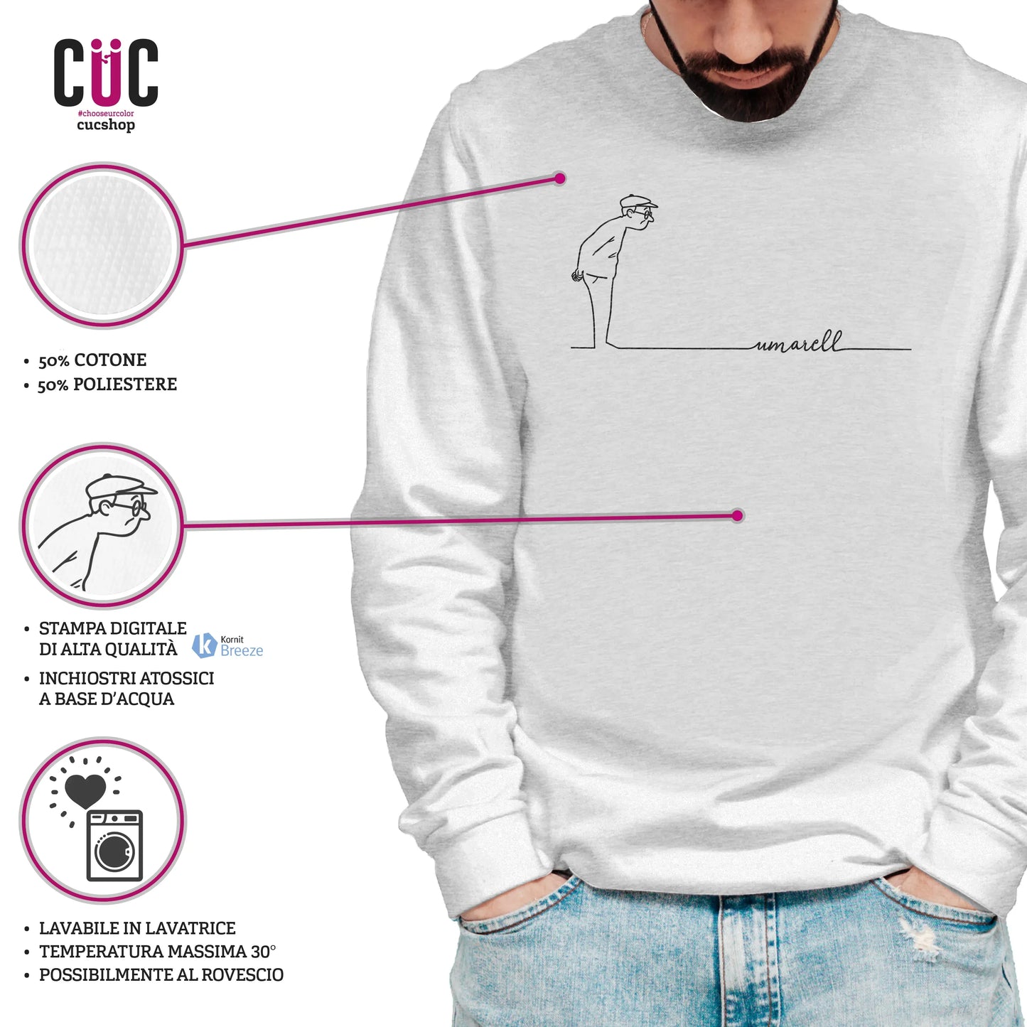 CUC GIROCOLLO UMARELL -  Unisex - PERSONAGGI FAMOSI - Meme - Divertente -  #chooseurcolor