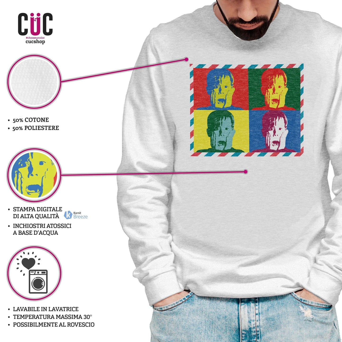 CUC GIROCOLLO Kevin Warhol -  Unisex - FILM - Natale - Home Alone - Cult -  #chooseurcolor