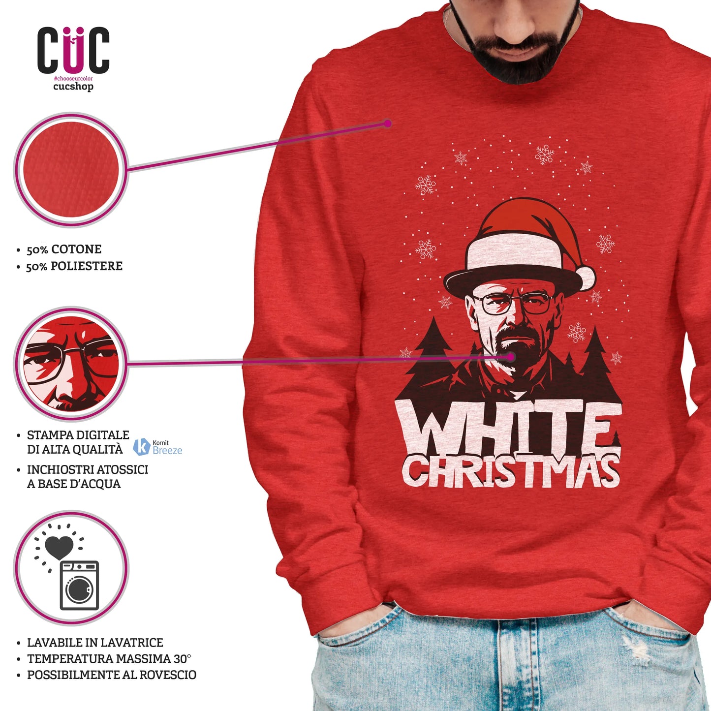 CUC GIROCOLLO W.White Christmas -  Unisex - NATALE - SERIE TV - divertente - B Bad -  #chooseurcolor