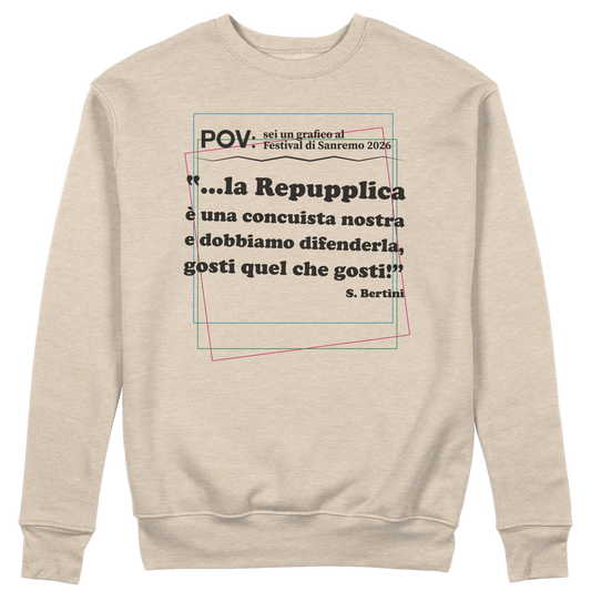 CUC GIROCOLLO REPUPPLICA ERRORE SANREMO 2026 -  Unisex - PROGRAMMI TV - Gaffe - Testo Sbagliato - Divertente - Parodia - Pertini - Repubblica -  #chooseurcolor