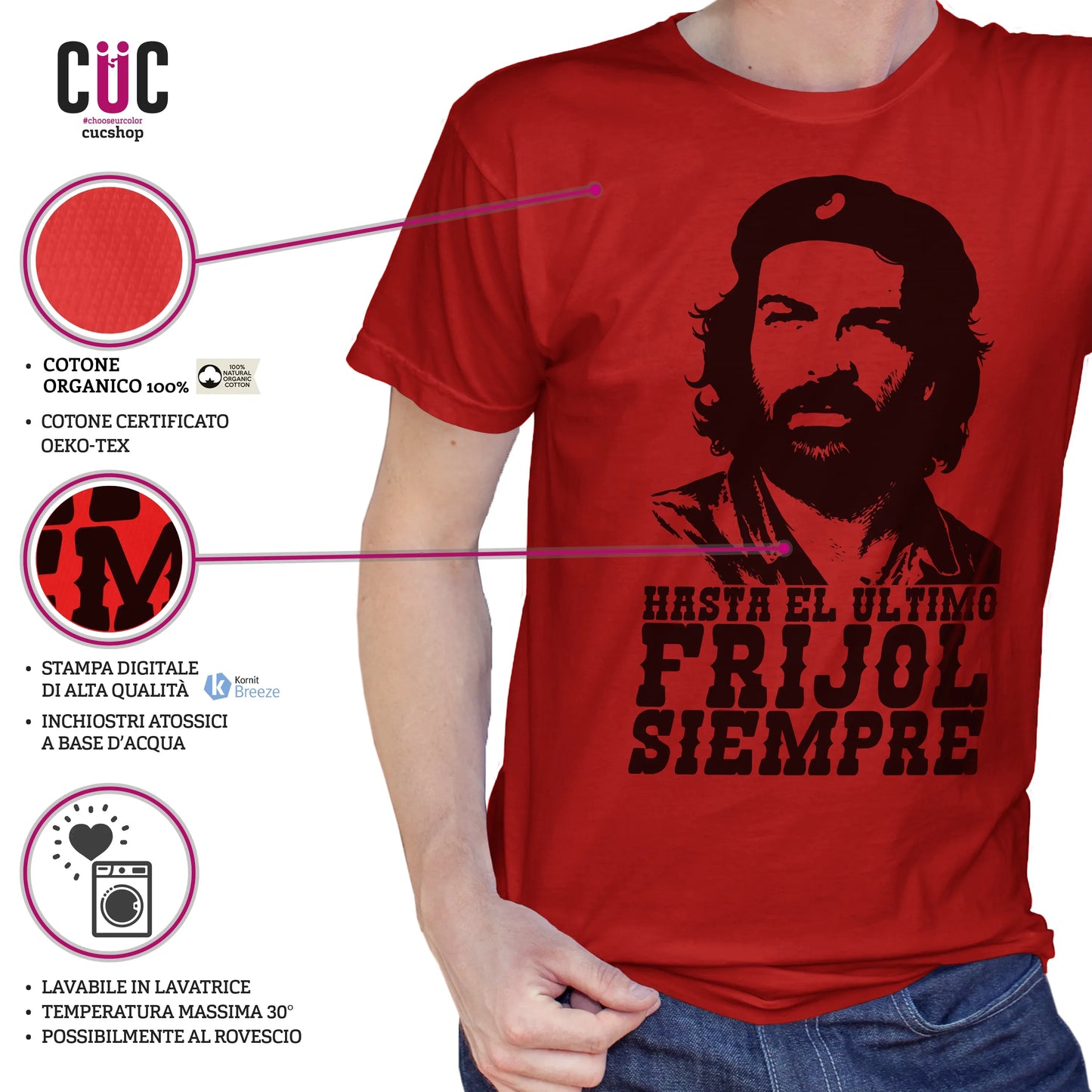CUC T-SHIRT BUD SPENCER CHE - PERSONAGGI FAMOSI - Hasta el ùltimo frijol siempre - Divertente -  #chooseurcolor