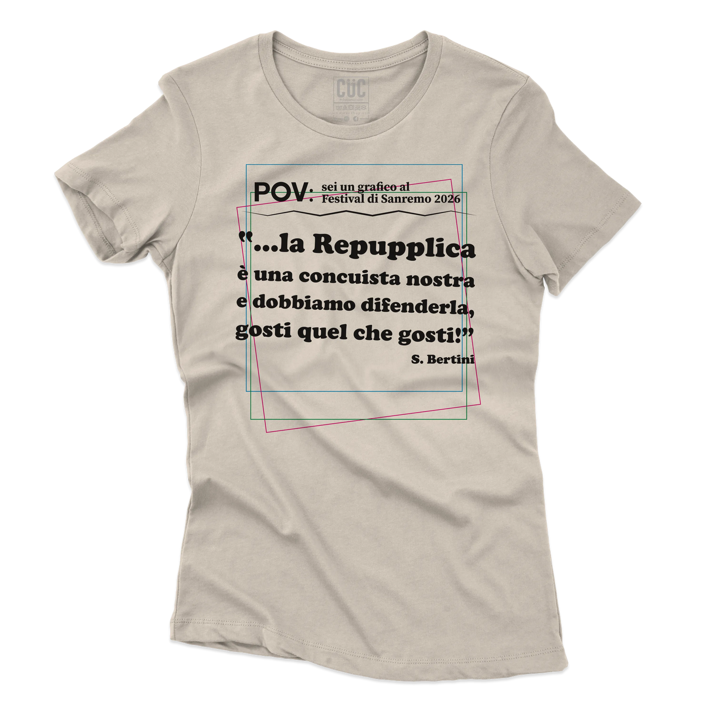 CUC T-SHIRT REPUPPLICA ERRORE SANREMO 2026 - PROGRAMMI TV - Gaffe - Testo Sbagliato - Divertente - Parodia - Pertini - Repubblica -  #chooseurcolor