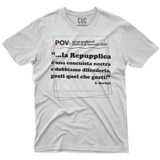 CUC T-SHIRT REPUPPLICA ERRORE SANREMO 2026 - PROGRAMMI TV - Gaffe - Testo Sbagliato - Divertente - Parodia - Pertini - Repubblica -  #chooseurcolor