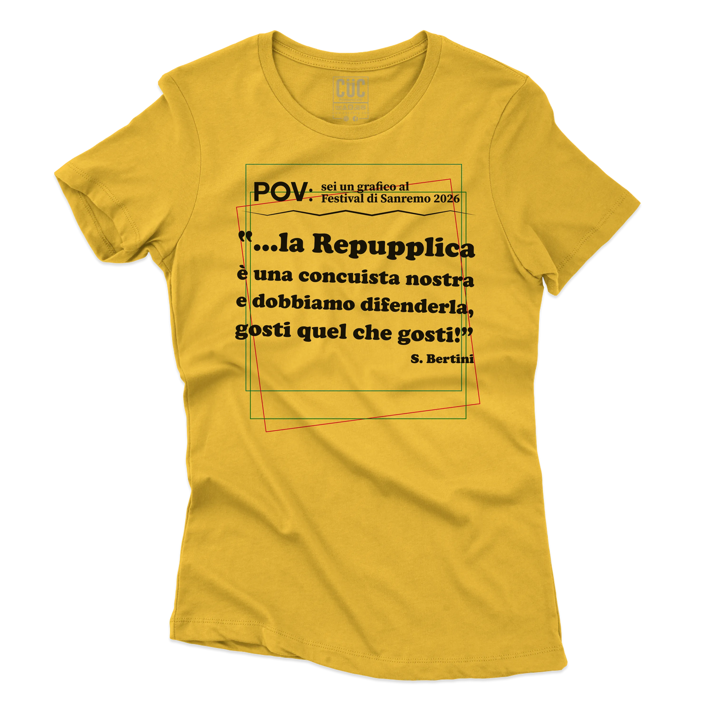 CUC T-SHIRT REPUPPLICA ERRORE SANREMO 2026 - PROGRAMMI TV - Gaffe - Testo Sbagliato - Divertente - Parodia - Pertini - Repubblica -  #chooseurcolor