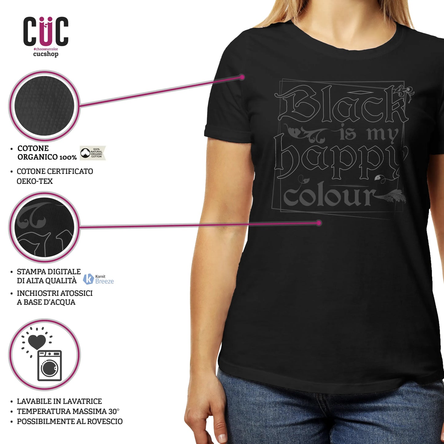 CUC T-SHIRT Black is my happy colour - Moda - Nero - Divertente -  #chooseurcolor