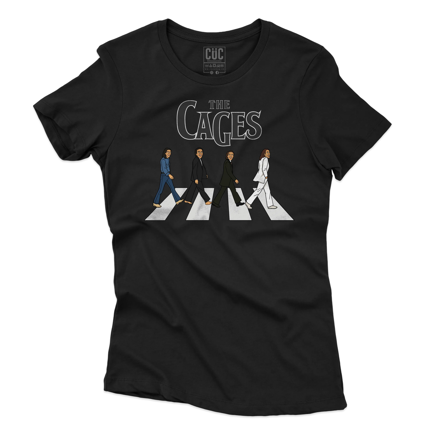 CUC T-SHIRT THE CAGES - FILM - MUSICA - PERSONAGGI FAMOSI - Divertente - Nicolas Cage - Beatles - Abbey Road -  #chooseurcolor