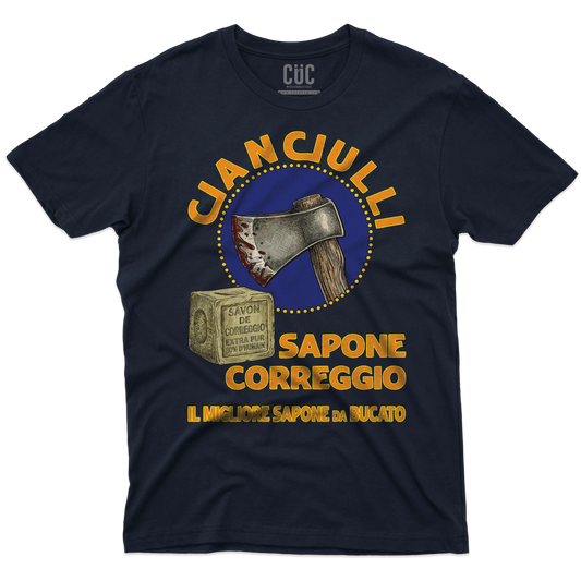 CUC T-SHIRT SAPONE CORREGGIO - PERSONAGGI FAMOSI - Cianciulli - Poster anni 60 - Black Humor - Satira - Serial Killer -  #chooseurcolor