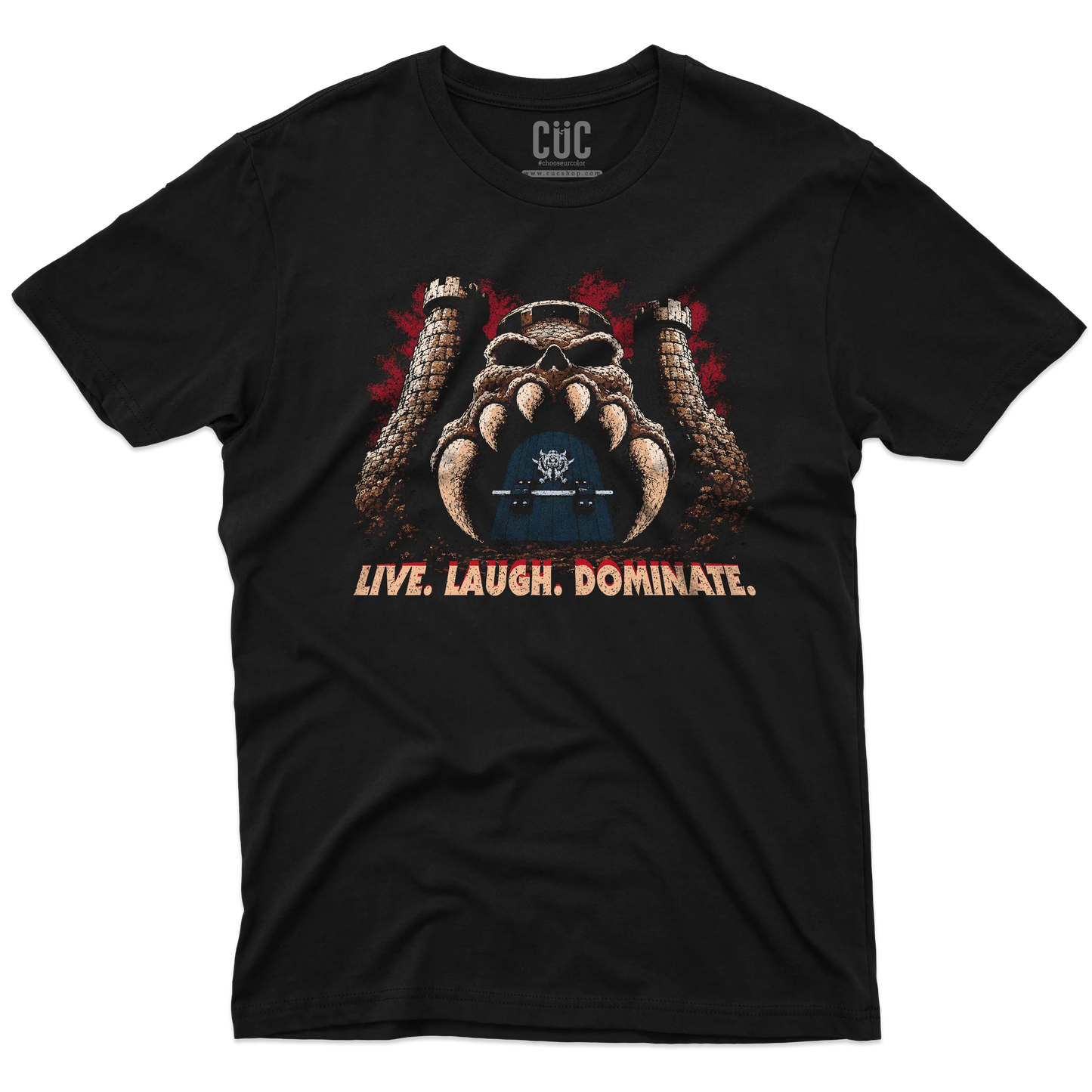 CUC T-SHIRT LIVE LAUGH  DOMINATE - FILM - Divertente - CARTOON - HE MAN - MASTERS -  #chooseurcolor