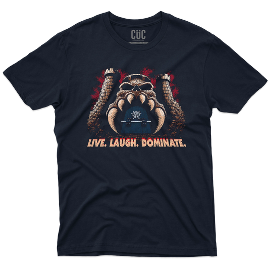 CUC T-SHIRT LIVE LAUGH  DOMINATE - FILM - Divertente - CARTOON - HE MAN - MASTERS -  #chooseurcolor