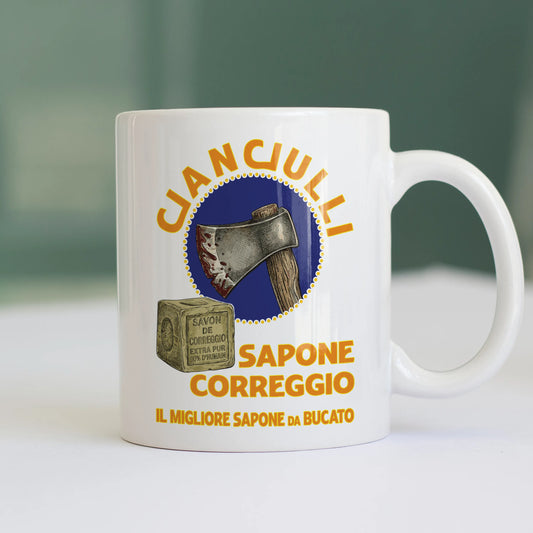 CUC TAZZA IN CERAMICA SAPONE CORREGGIO - PERSONAGGI FAMOSI - Cianciulli - Poster anni 60 - Black Humor - Satira - Serial Killer -  #chooseurcolor