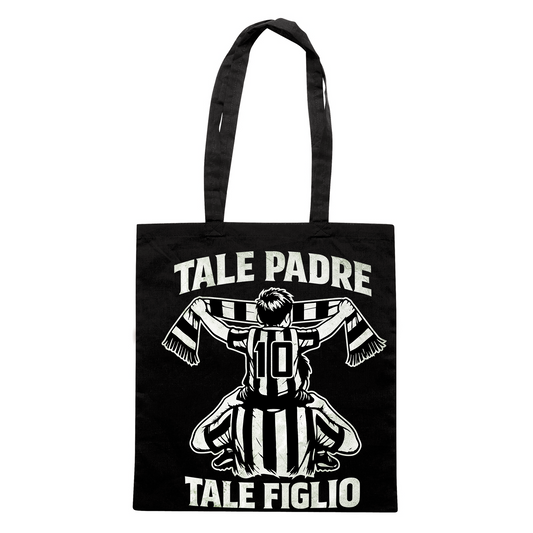 SHOPPER Festa del Papà padre Tifoso come il figlio BIANCO NERO Nera #chooseurcolor