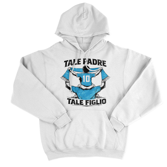 FELPA CAPPUCCIO Festa del Papà padre Tifoso come il figlio CELESTE napoli Bianca #chooseurcolor