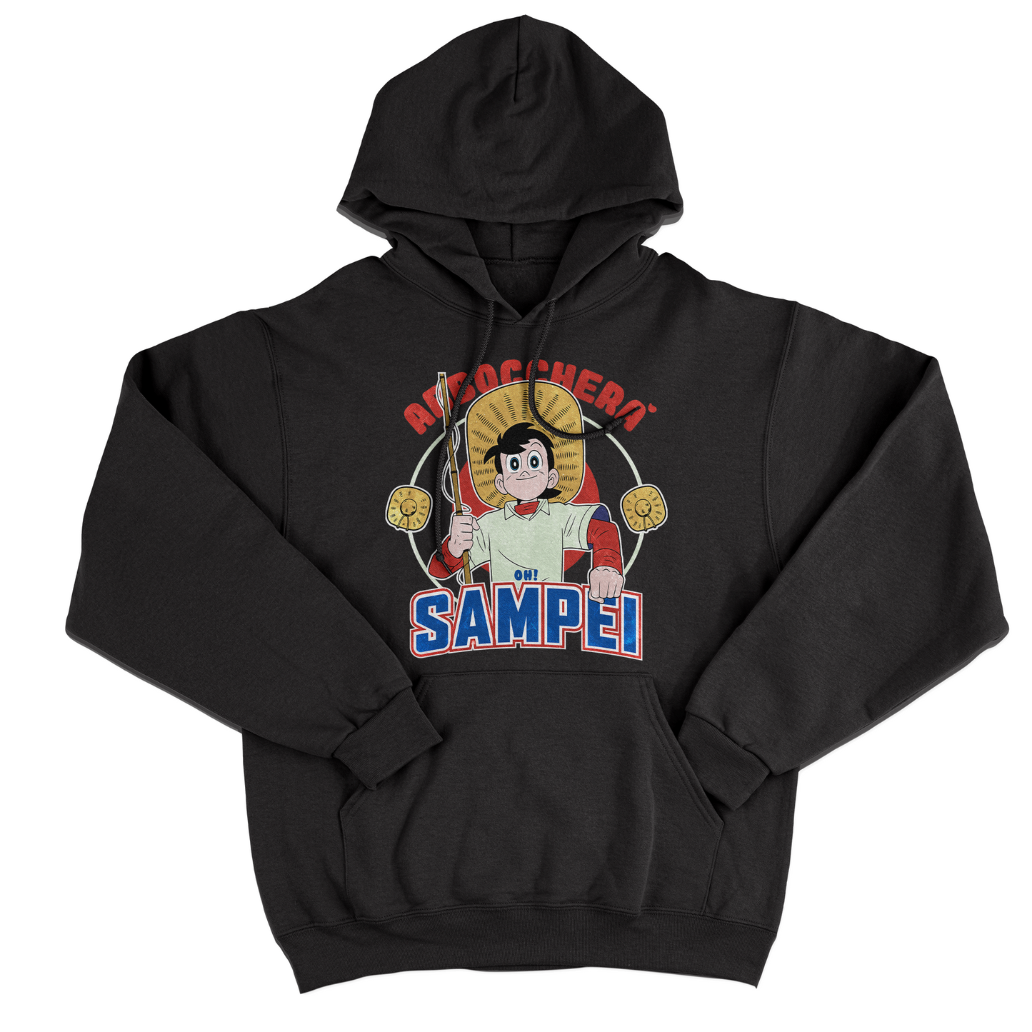 FELPA CAPPUCCIO CUC Abboccherà Sigla Sampei cartoon anni 80 pesca Nera M [IMGKEY:BLA:M:1]